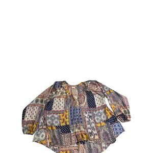by together Small/Medium Multi Color Boho Top Light Sheer Flowy Oversized